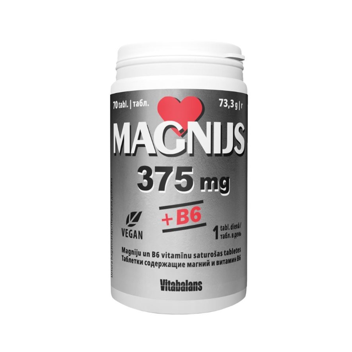 MAGNIJS 375 mg + B6 tabletes, 70 gab - Produkta attēls