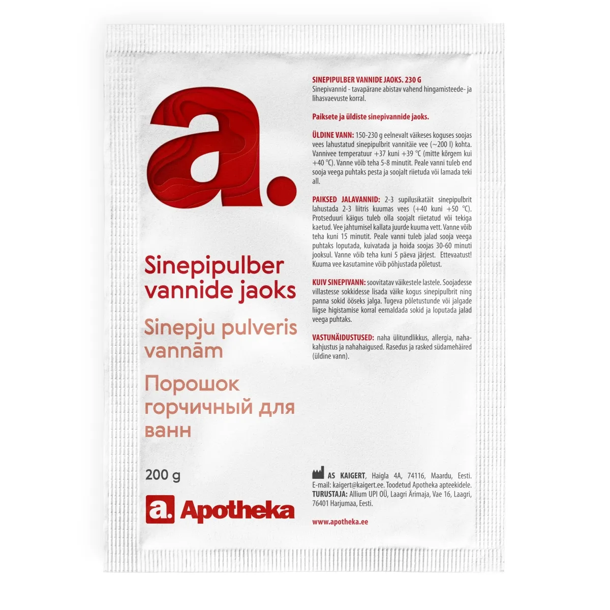 APOTHEKA sinepju pulveris, 200 g - Produkta attēls
