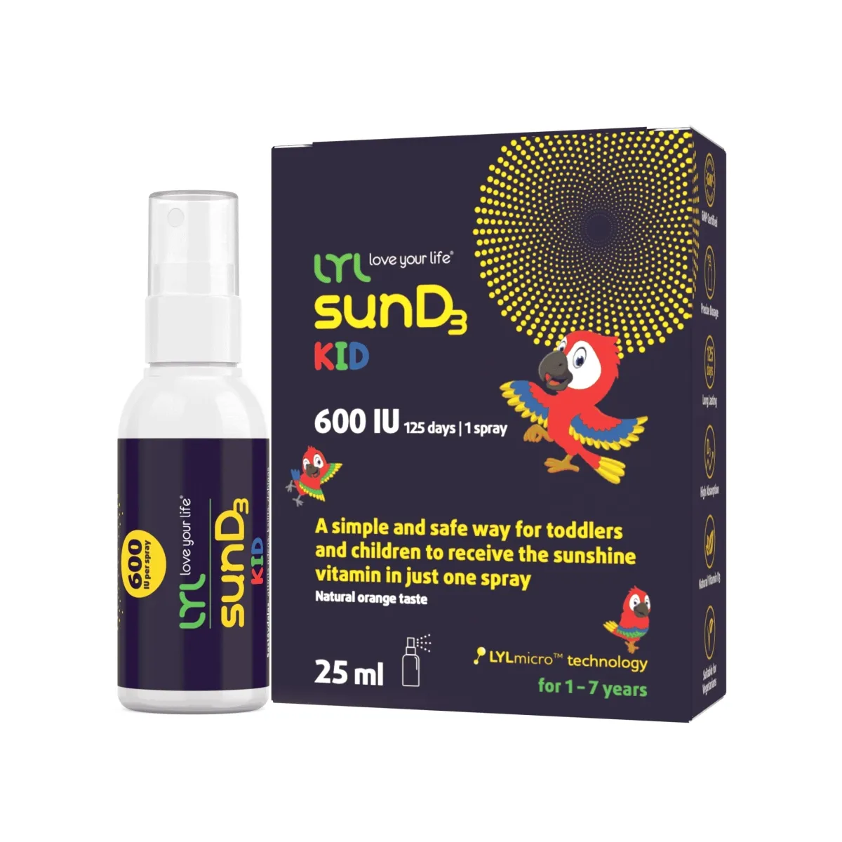 LYL sunD3 KID 600 SV, sprejs, 25 ml - Produkta attēls 1