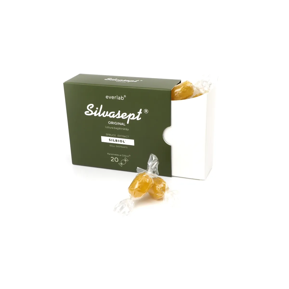 SILVASEPT® original karameles, 20 gab. - Produkta attēls