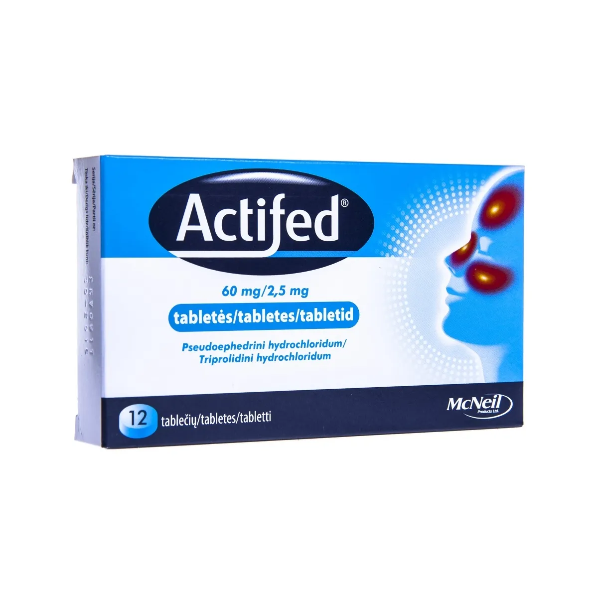 ACTIFED 60 mg/ 2.5 mg tabletes, 12 gab. - Produkta attēls