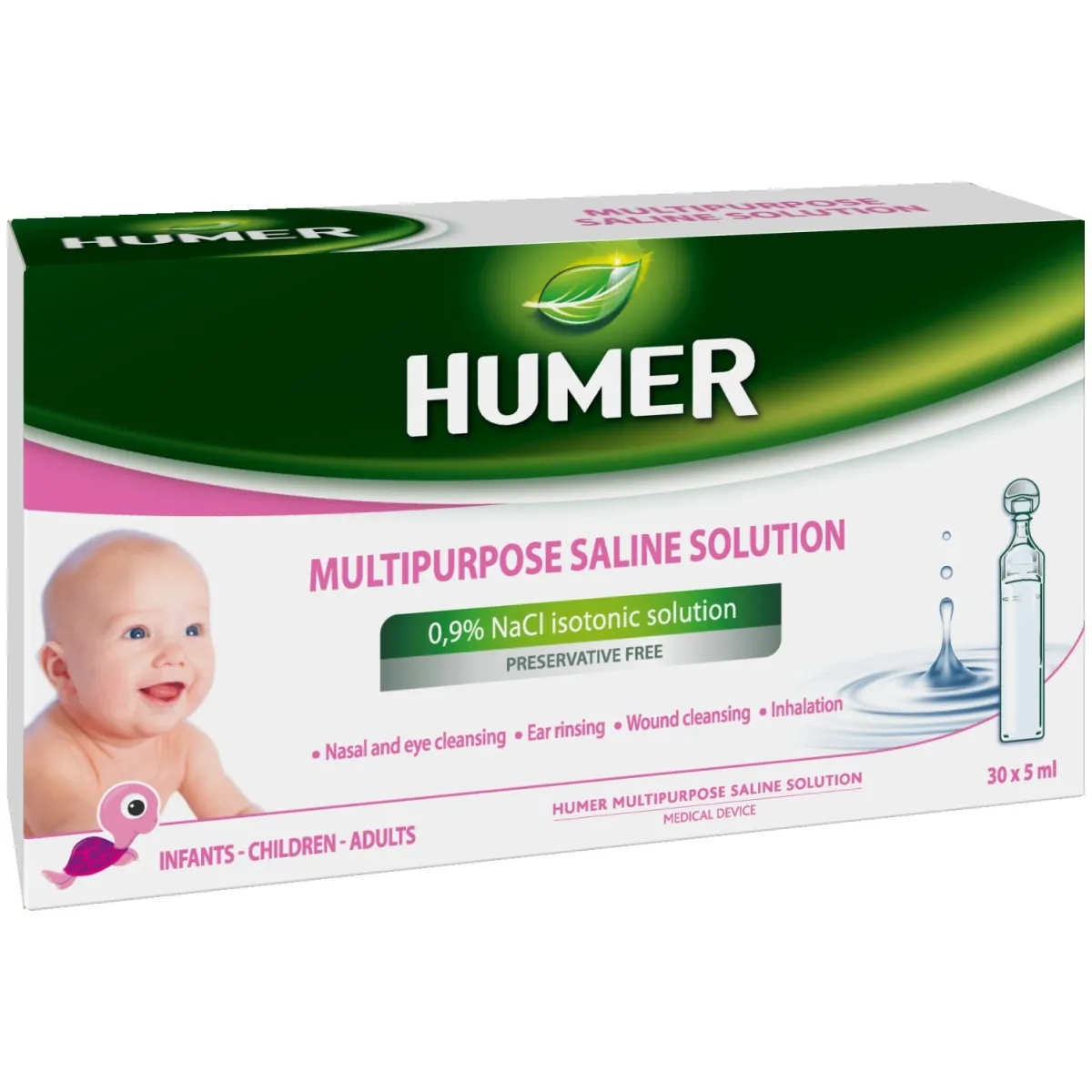 HUMER Izotonisks 0.9% NaCl šķīdums 5 ml, 30 gab. - Produkta attēls