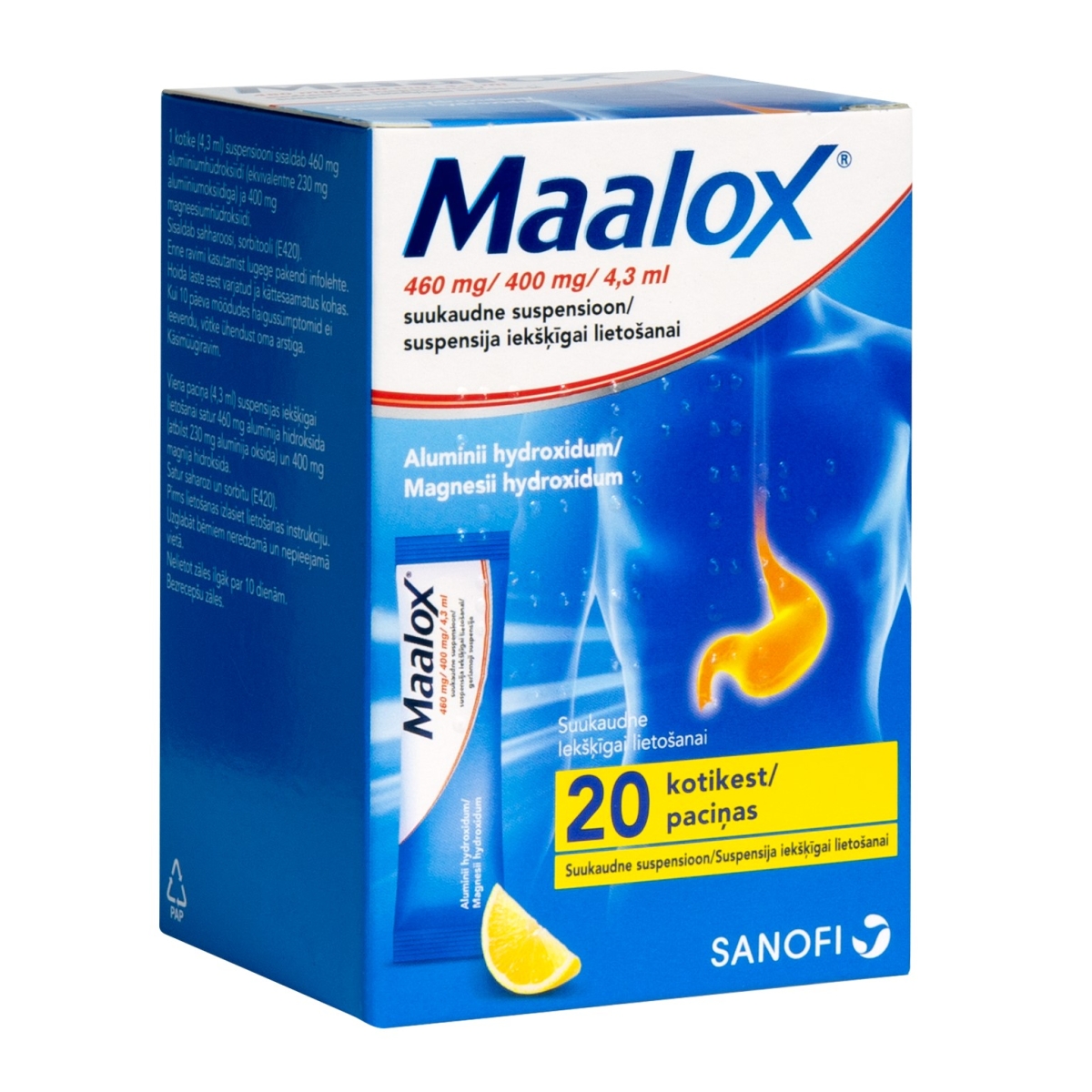 MAALOX 4.3ML SUSPENSIJA N20 - Produkta attēls