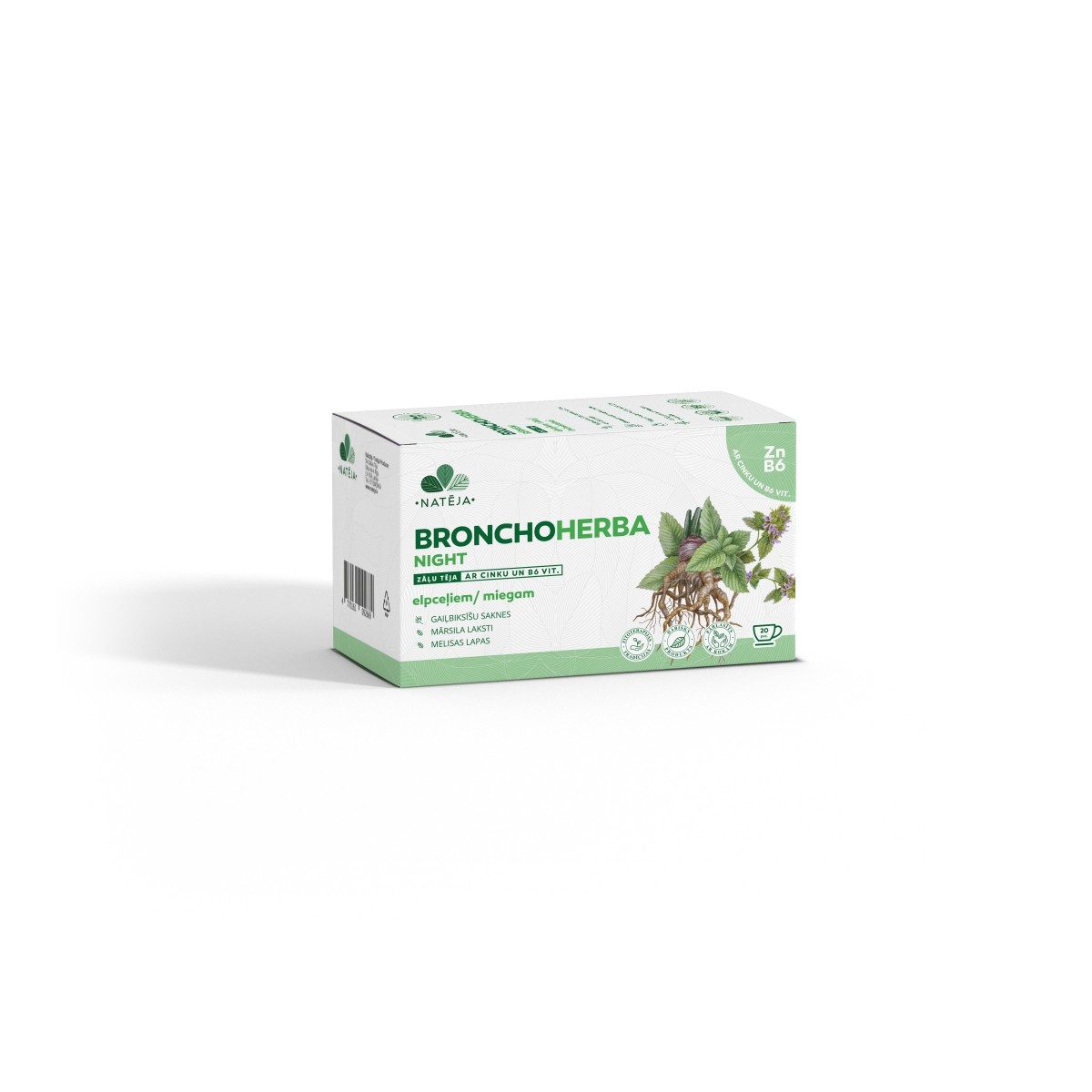 NATĒJA Bronhcoherba Night ar Cinku un B6 vit., N20 - Produkta attēls
