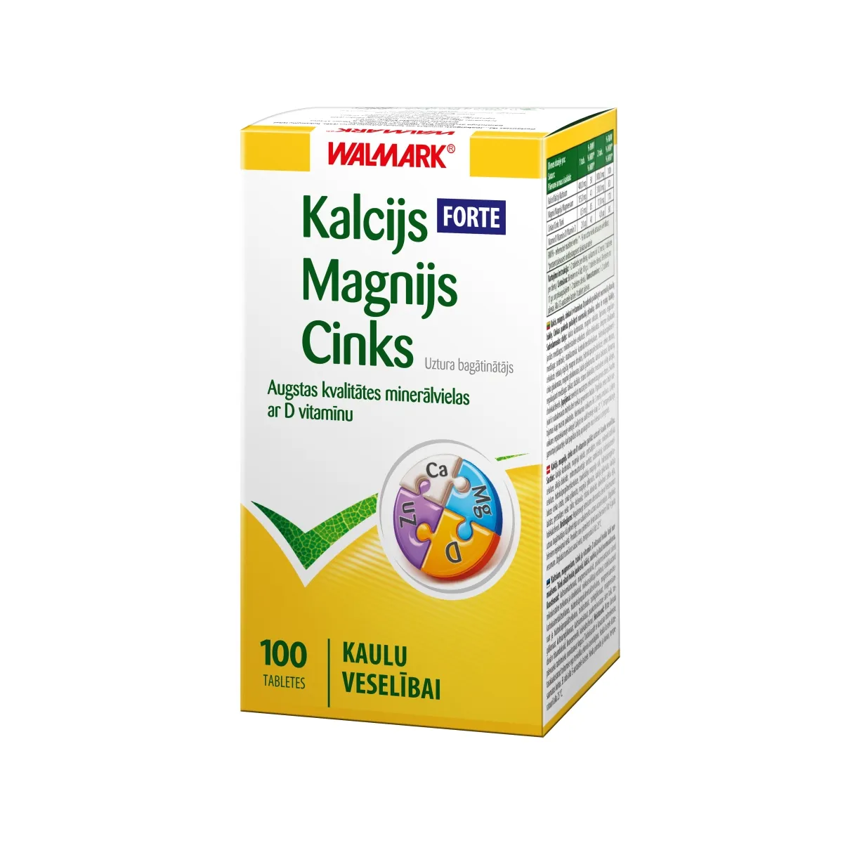 WALMARK Kalcijs-Magnijs-Cinks Forte tabletes, 100 gab. - Produkta attēls