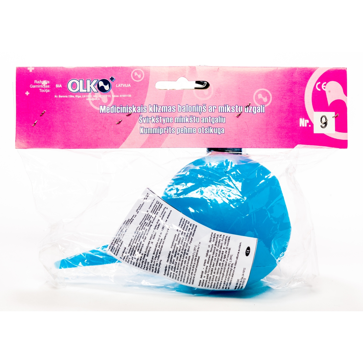 GUMIJAS KLIZMAS BALONS AR MĪKSTO UZGALI NR.9 (OLKO) - Produkta attēls