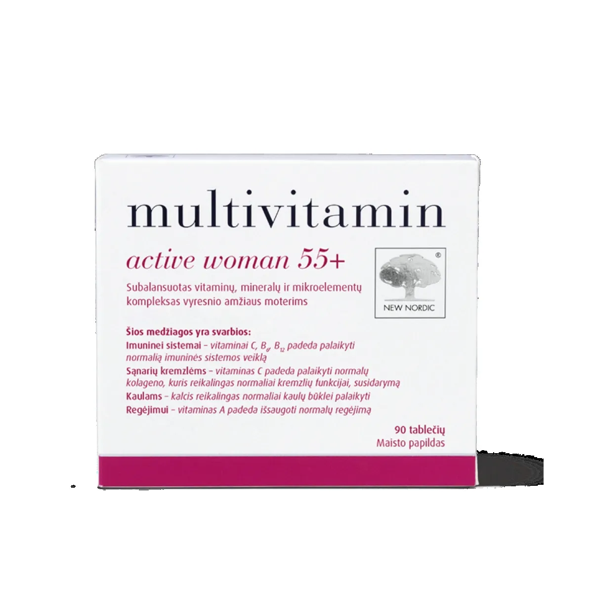 NEW NORDIC Multivitamin Active Woman 55+ tabletes, 90 gab. - Produkta attēls