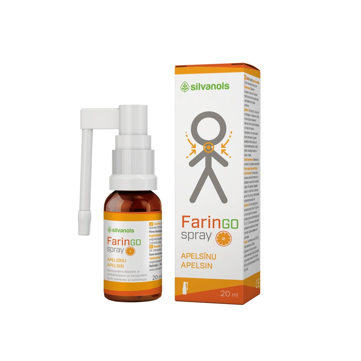 FARINGOSPRAY aerosols ar apelsīnu garšu, 20 ml - Produkta attēls