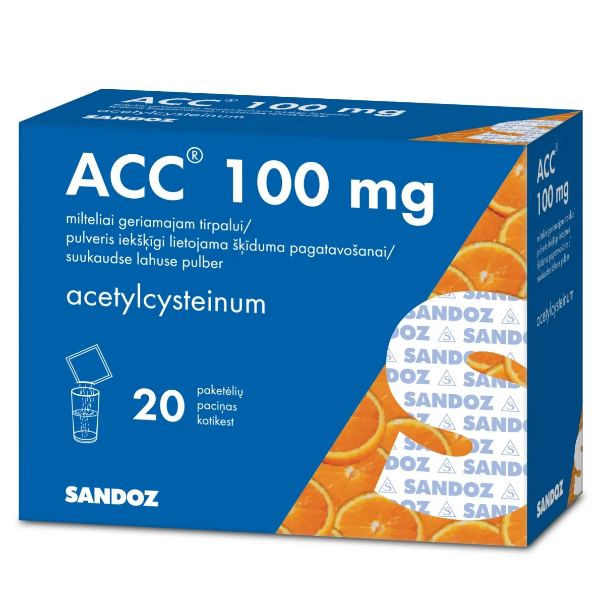 ACC 100 mg paciņas, 20 gab. - Produkta attēls