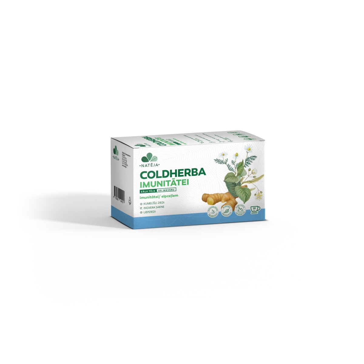 NATĒJA Coldherba Imunitātei ar ingveru, zāļu tēja, N20 - Produkta attēls
