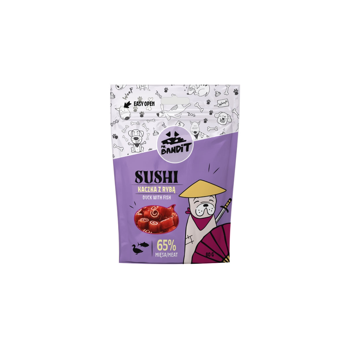 MR.BANDIT SUSHI SUŠI ROLLI PĪLE AR ZIVI 80G - Produkta attēls