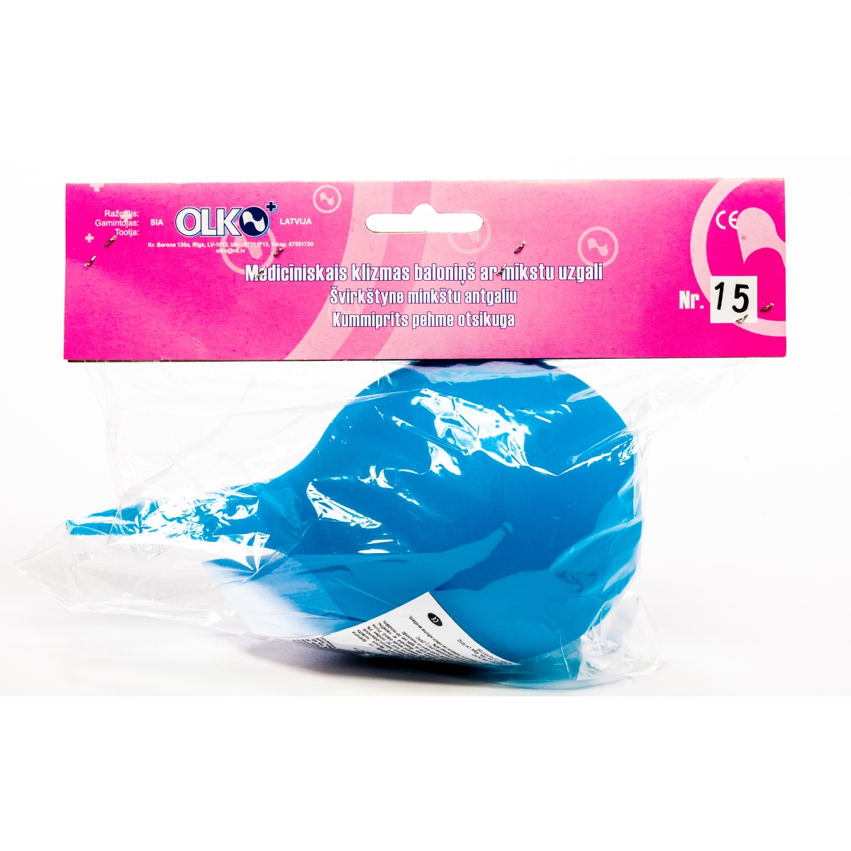 GUMIJAS KLIZMAS BALONS AR MĪKSTO UZGALI NR.15 (OLKO) - Produkta attēls