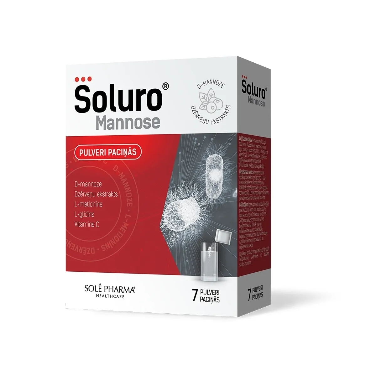 SOLURO Mannose pulveris paciņās, 7 gab. - Produkta attēls