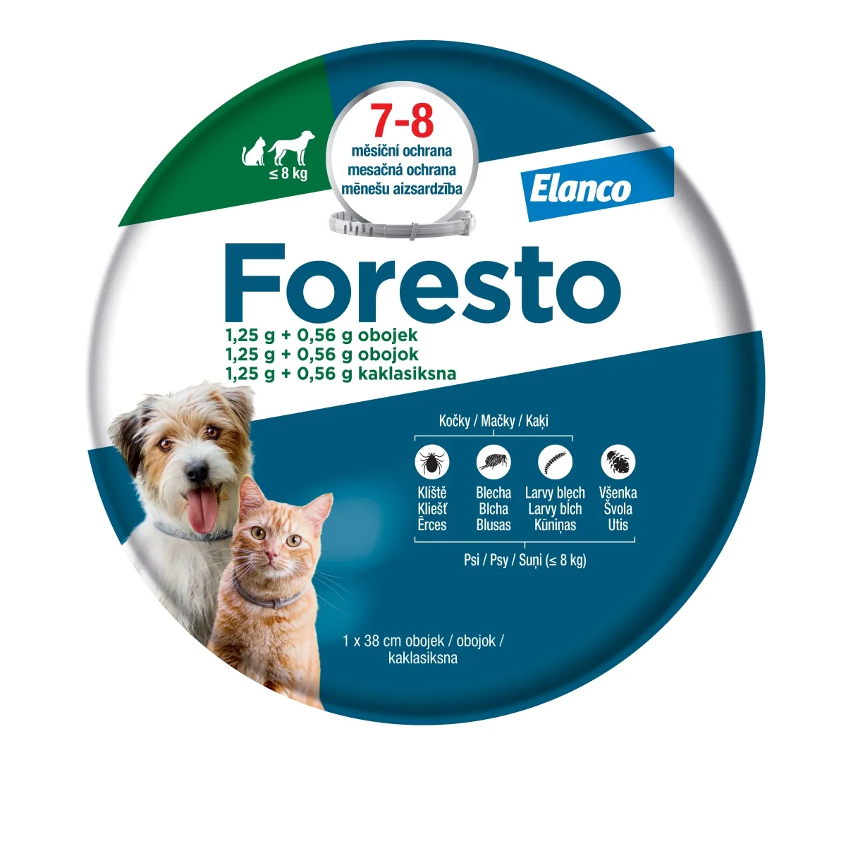 FORESTO 1.25+0.56G/G KAKLA SIKSNA 38CM SUŅIEM/KAĶIEM <8KG - Produkta attēls 1