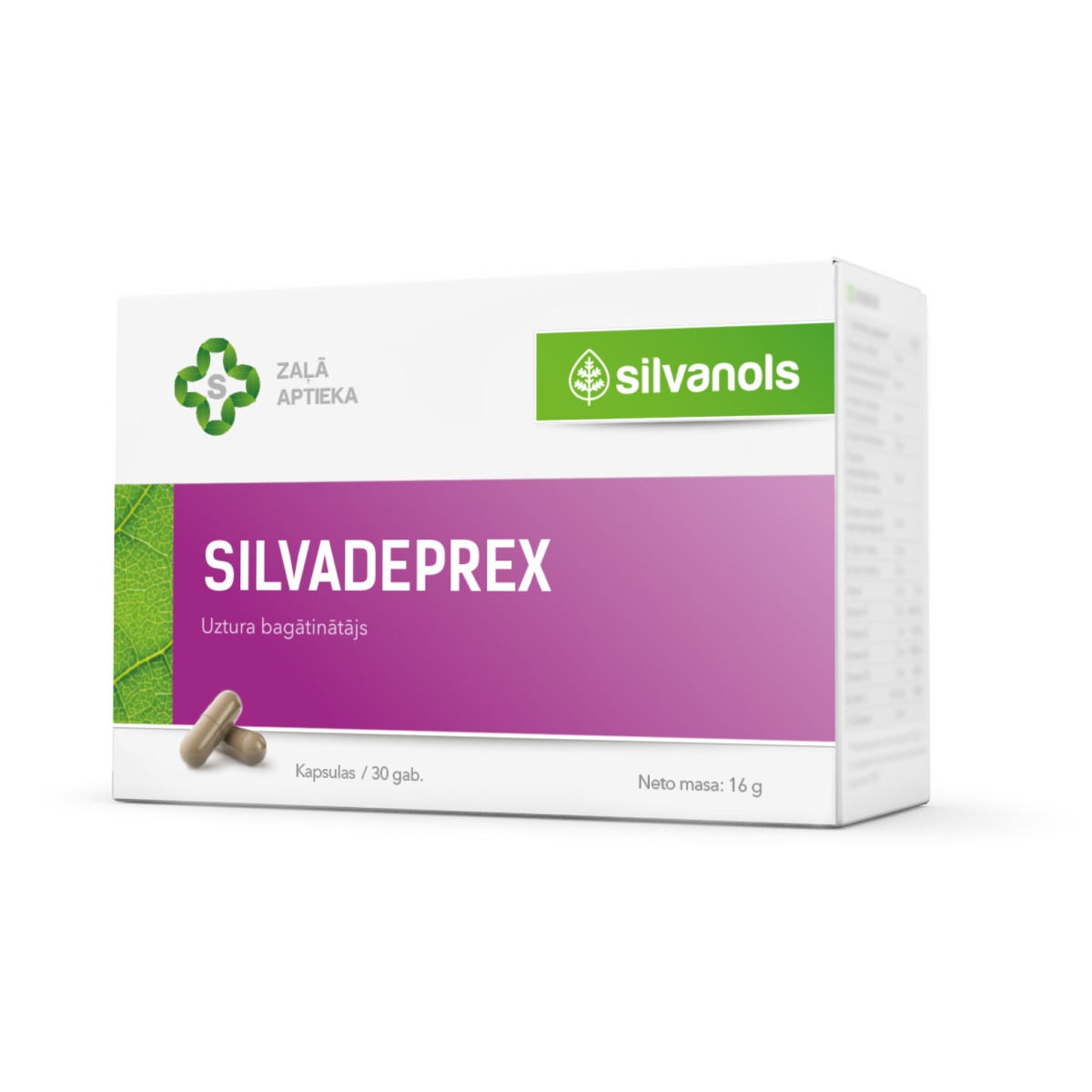 SILVANOLS SilvaDeprex kapsulas, 30 gab. - Produkta attēls