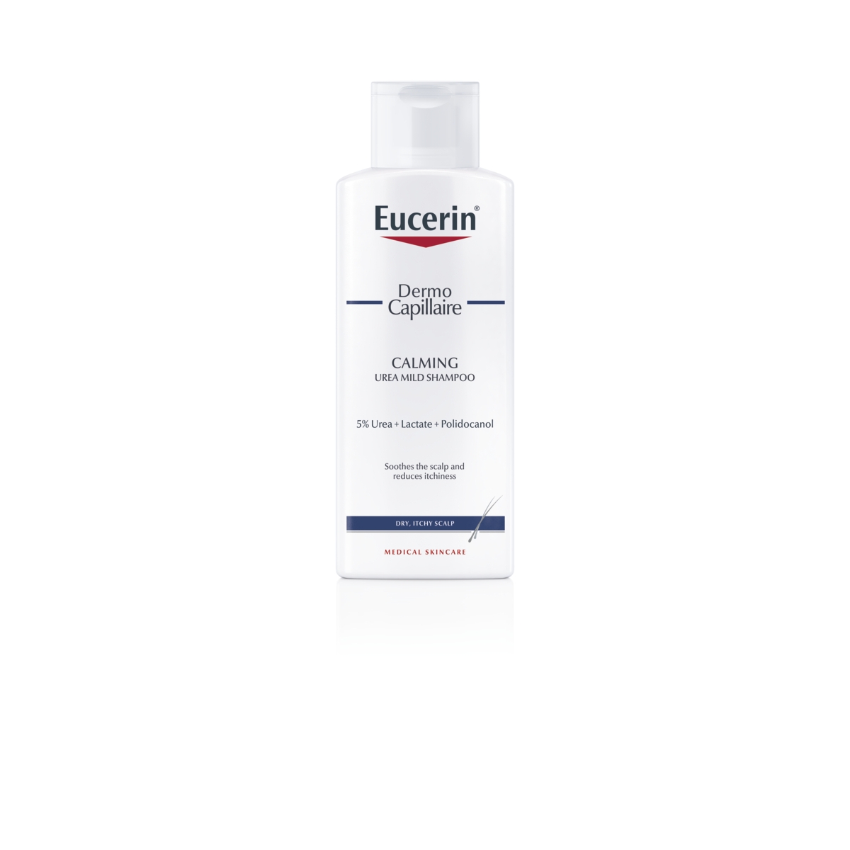 EUCERIN Dermocapillaire matu šampūns ar 5% Urea sausai galvas ādai, 250 ml - Produkta attēls