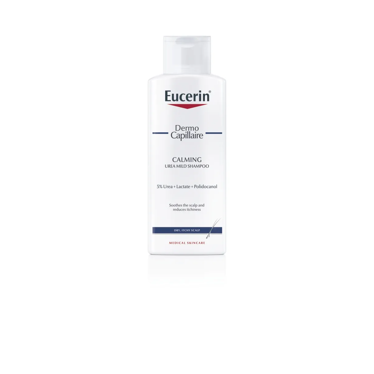 EUCERIN Dermocapillaire matu šampūns ar 5% Urea sausai galvas ādai, 250 ml - Produkta attēls