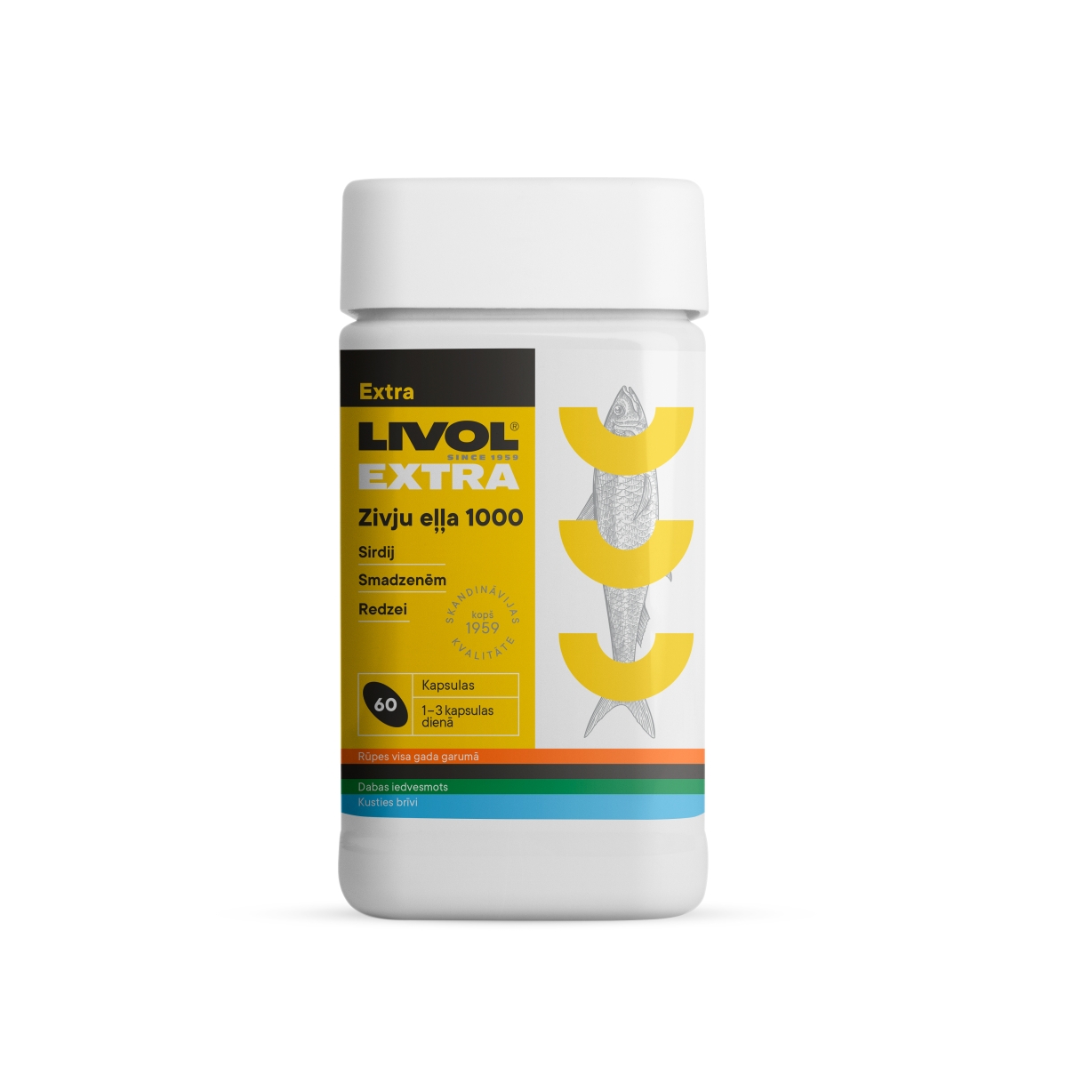 LIVOL Extra Zivju eļļas 1000mg tabletes,  60 gab. - Produkta attēls