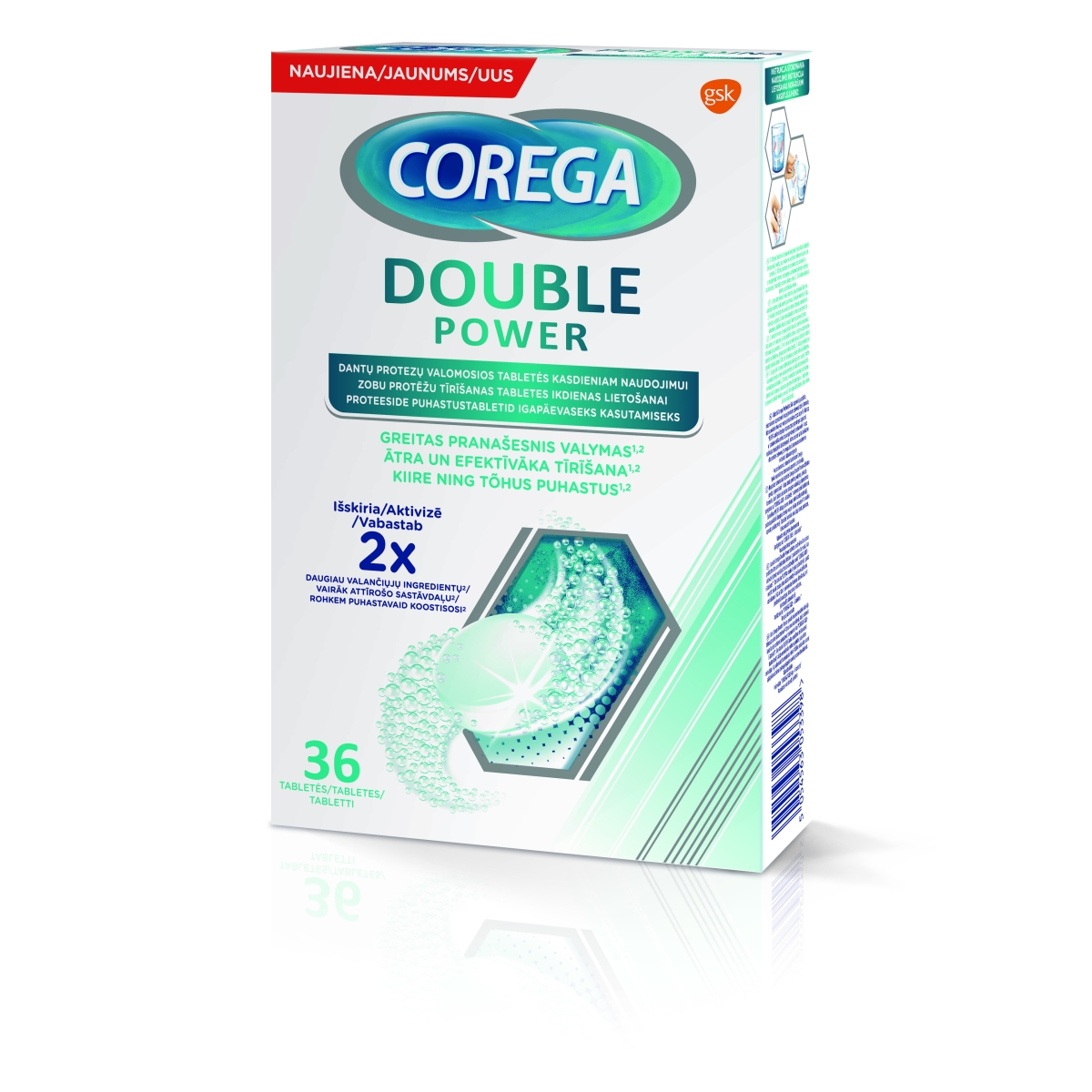 COREGA DOUBLE POWER CLEANSING TABLETES N36 - Produkta attēls