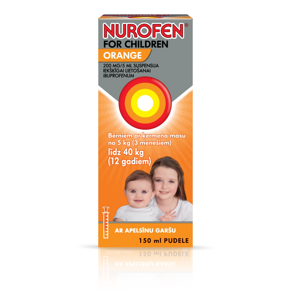 NUROFEN ORANGE 200MG/5ML SUSPENSIJA 150ML - Produkta attēls