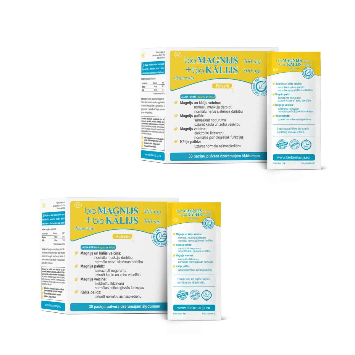 bioMAGNIJS 300 mg + bioKālijs 300 mg pulveris, 30 gab. (1+1) - Produkta attēls