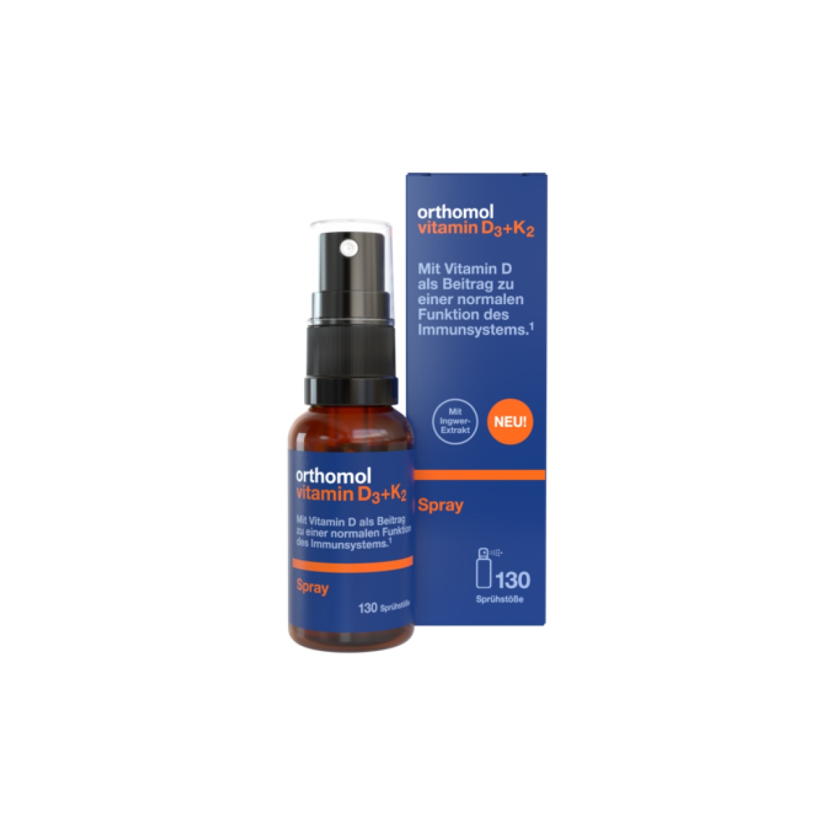 ORTHOMOL vitamīns D3 + K2 aerosols 130 devas, 20 ml - Produkta attēls
