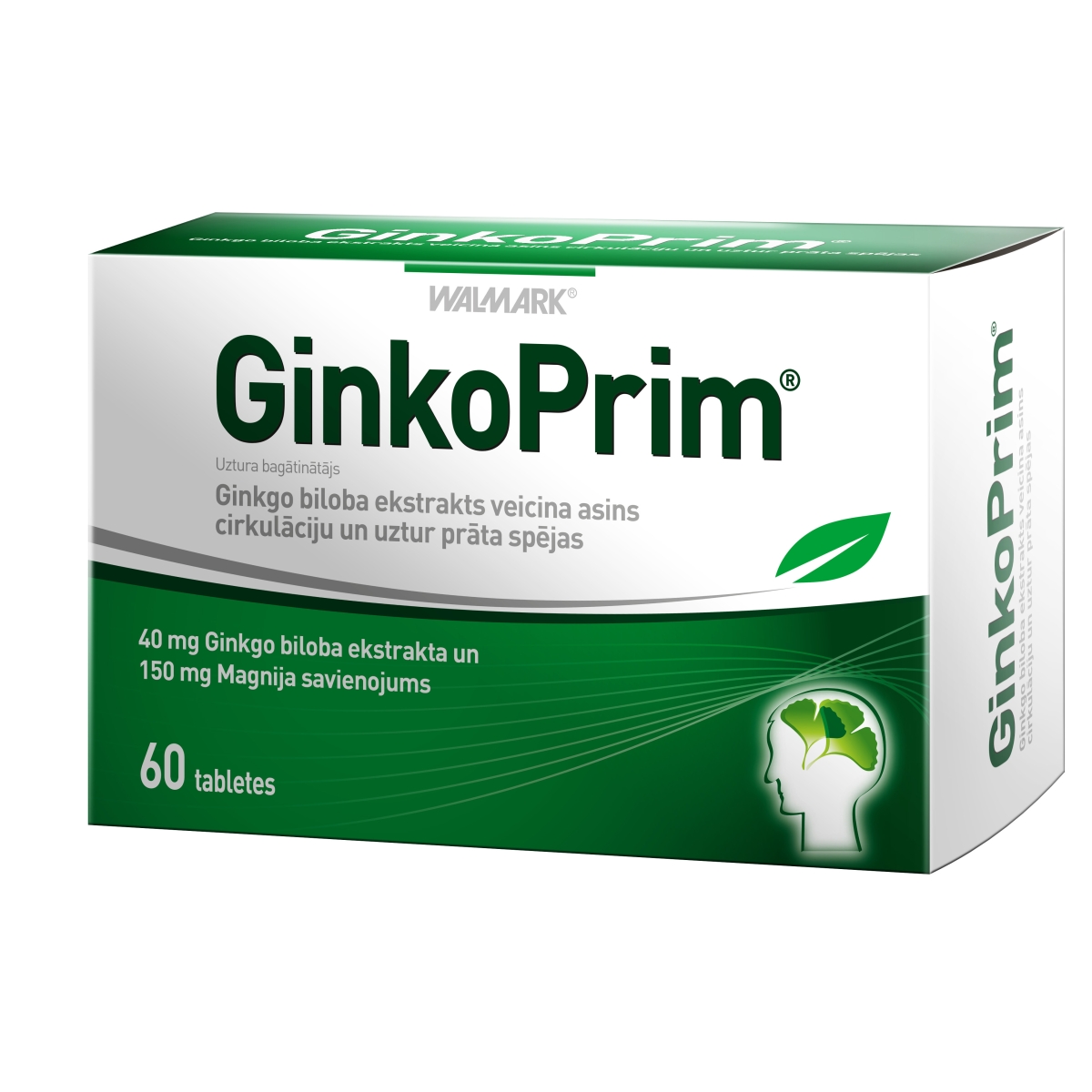 WALMARK Ginko Prim 40mg tabletes, 60 gab. - Produkta attēls