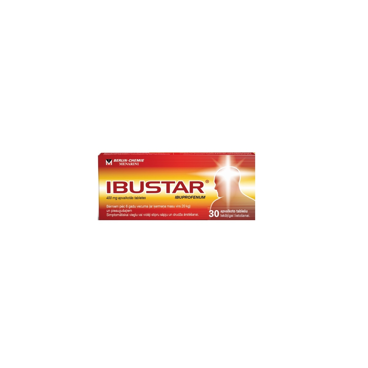 IBUSTAR 400 apvalkotās tabletes 400mg, 30 gab. - Produkta attēls