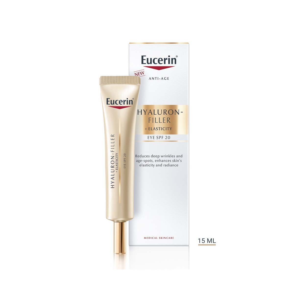 EUCERIN Hyaluron-Filler + Elasticity acu krēms ar SPF20, 15 ml - Produkta attēls
