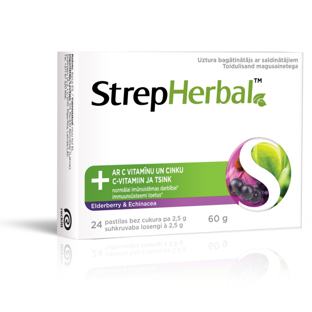 STREPHERBAL Elderberry & Echinacea sūkājamās tabletes N24