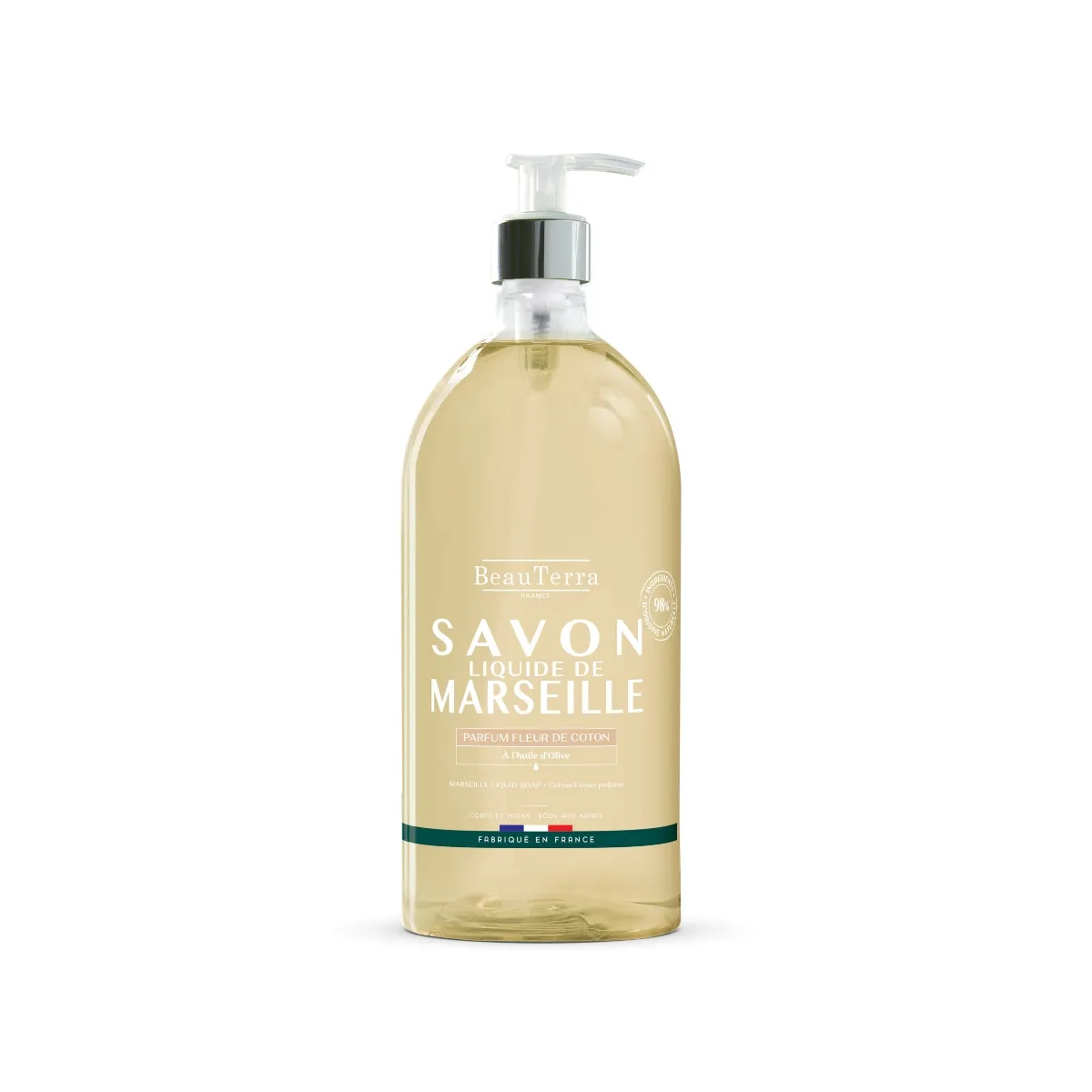 BEAUTERRA kokvilnas ziedu Marseļas šķidrās ziepes, 1 l - Produkta attēls