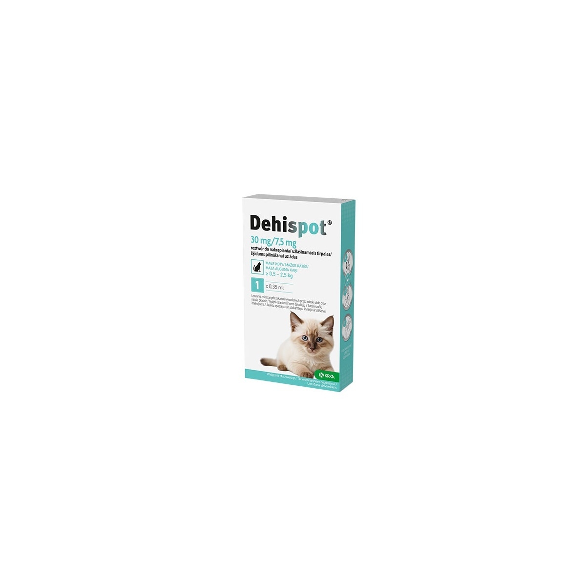 DEHISPOT 30mg/7,5mg šķīdums pilināšanai kaķiem 0,5-2,5kg 0,35ml N1 - Produkta attēls