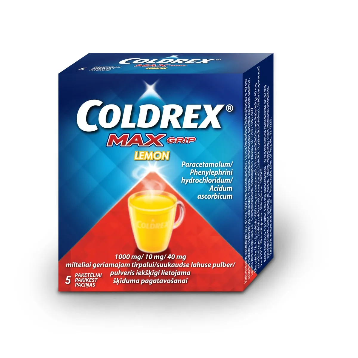 COLDREX Maxgrip Lemon + Vitamin C pulveris, 5 gab. - Produkta attēls