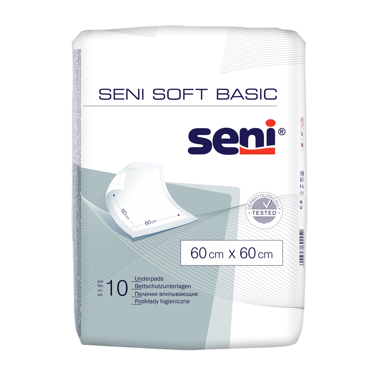 SENI SOFT BASIC absorbējošie paladziņi, 60x60 cm, 10 gab. - Produkta attēls