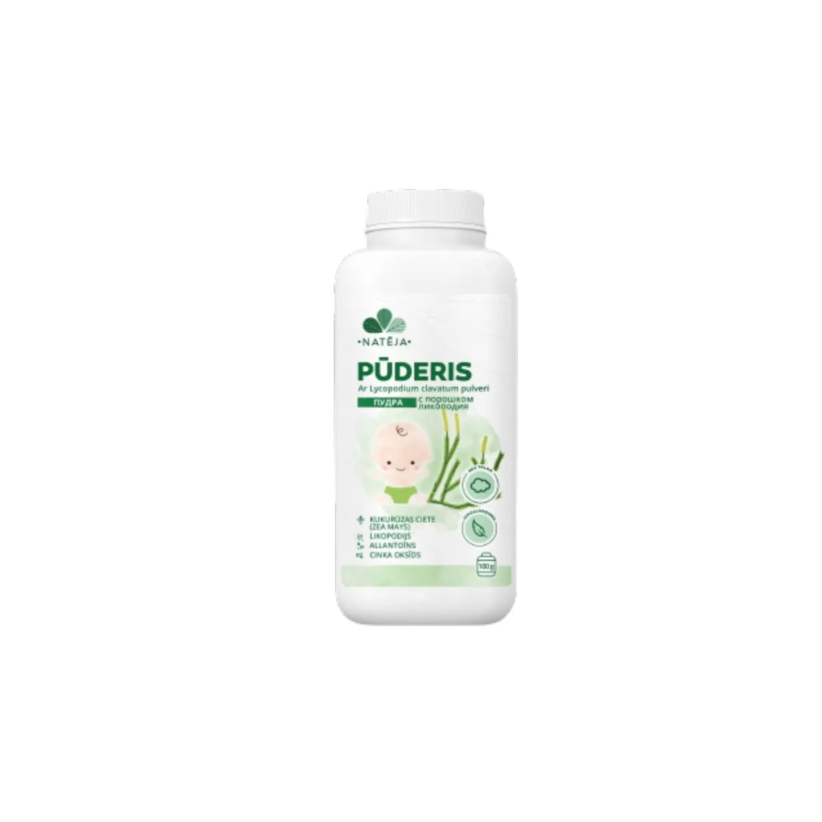 Pūderis bērniem ar Likopodiju un Alantoīnu NATĒJA, 100 g - Produkta attēls