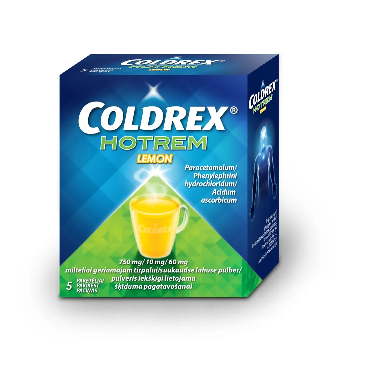 COLDREX Hotrem Lemon + Vitamin C pulveris, 5 gab. - Produkta attēls