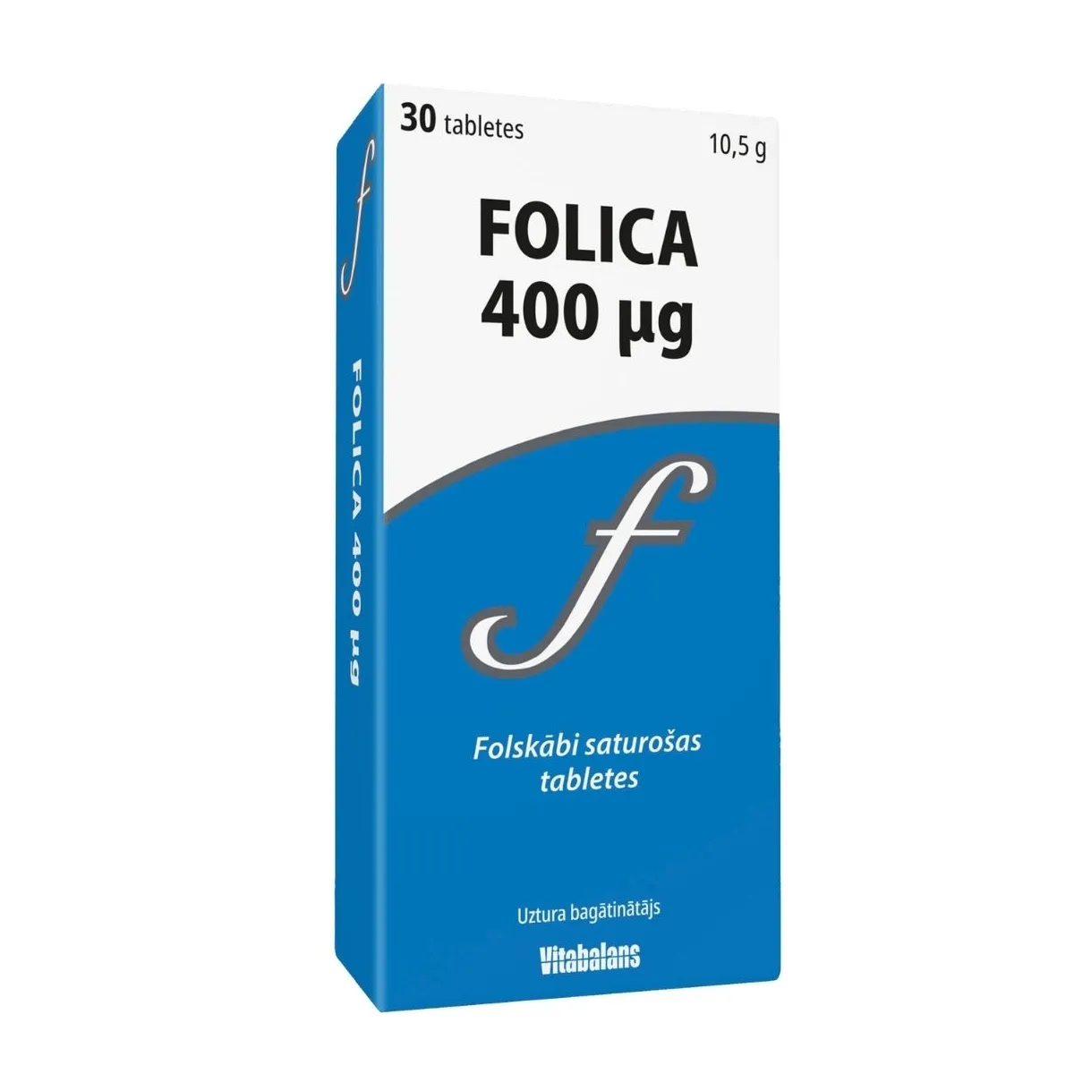 Folica 400 mkg tabletes, 30 gab - Produkta attēls