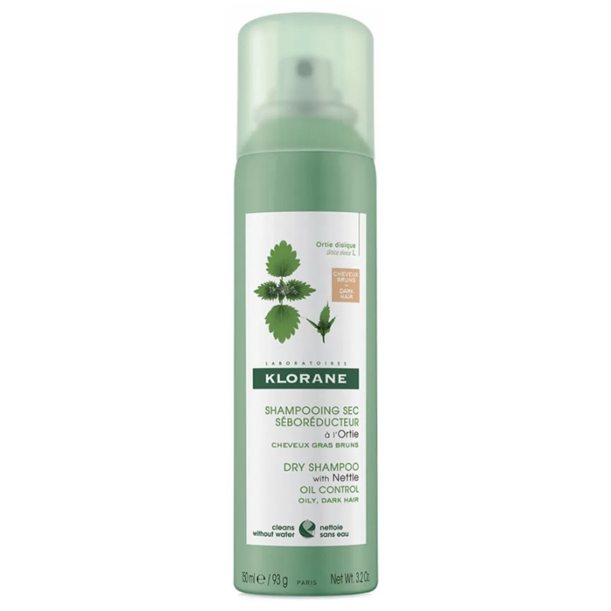 KLORANE sausais šampūns tumšiem matiem ar nātru ekstraktu, 150ml - Produkta attēls