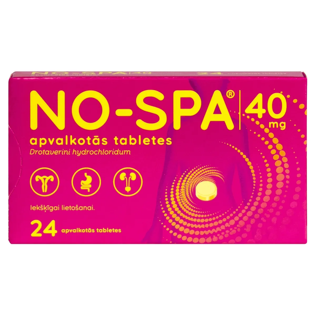 NO-SPA® 40 mg apvalkotās tabletes, 24 gab - Produkta attēls