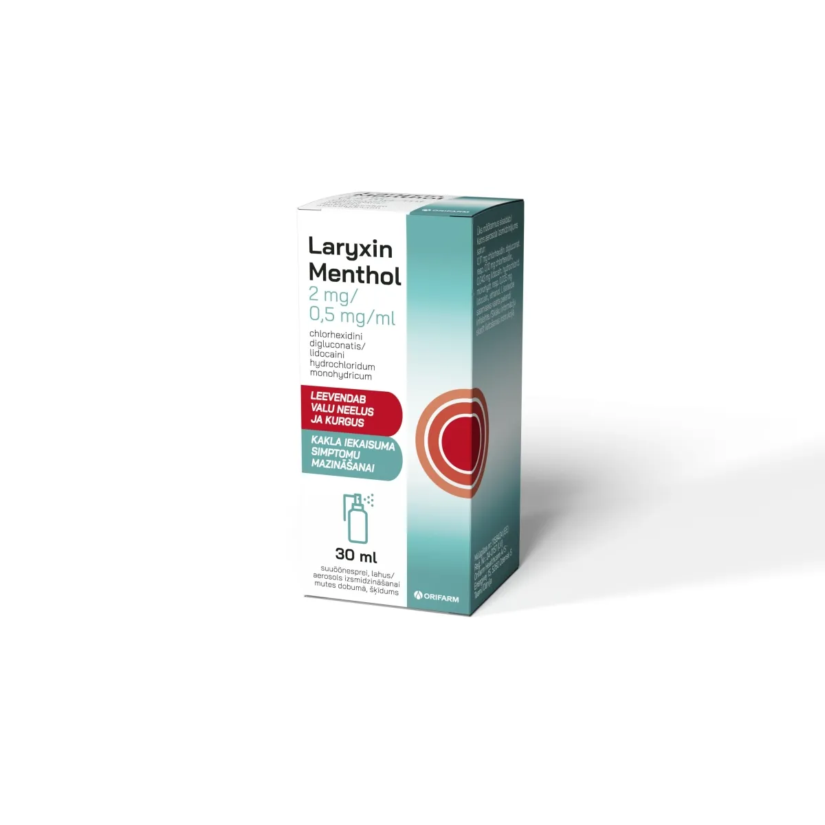 LARYXIN Menthol 2 mg/ 0.5 mg/ 1 ml spreijs, 30 ml - Produkta attēls