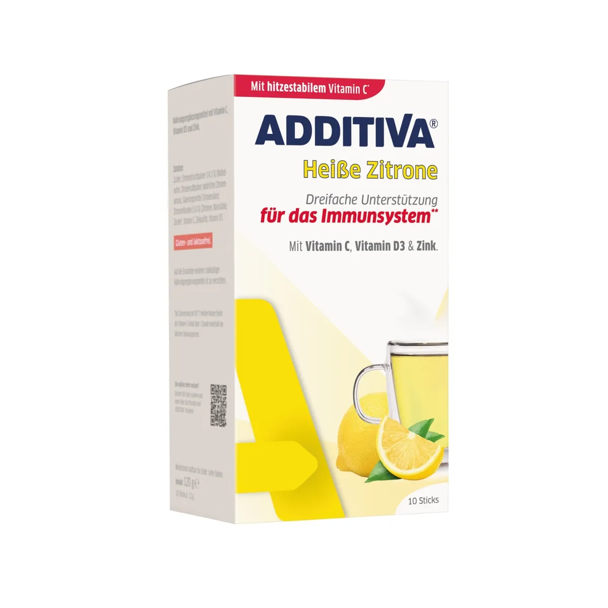 ADDITIVA Karstais citrons + C vitamīns + cinks + D3 vitamīns pulveris, - Produkta attēls