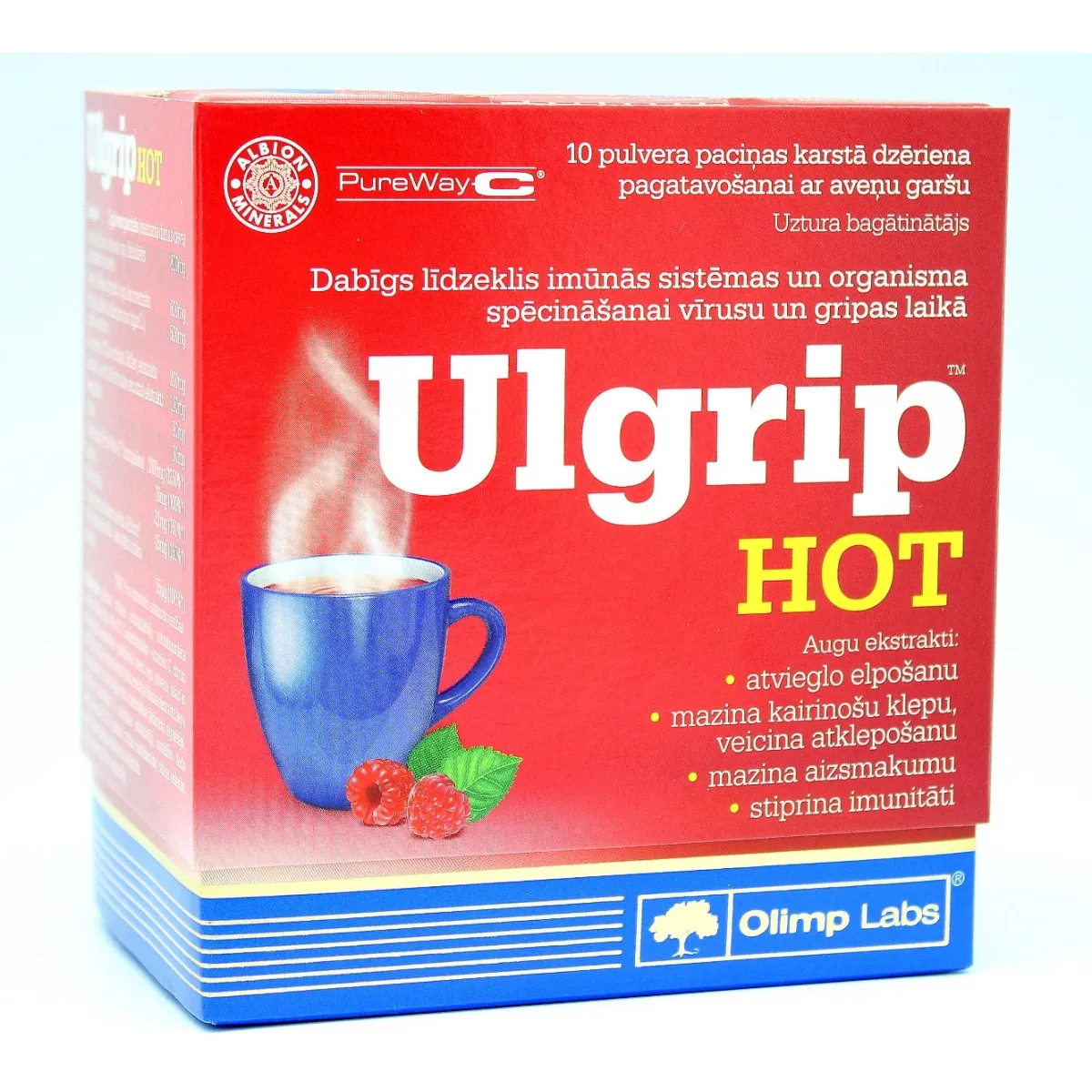 OLIMP LABS® Ulgrip Hot pulveris paciņās (aveņu), 10 gab. - Produkta attēls 1