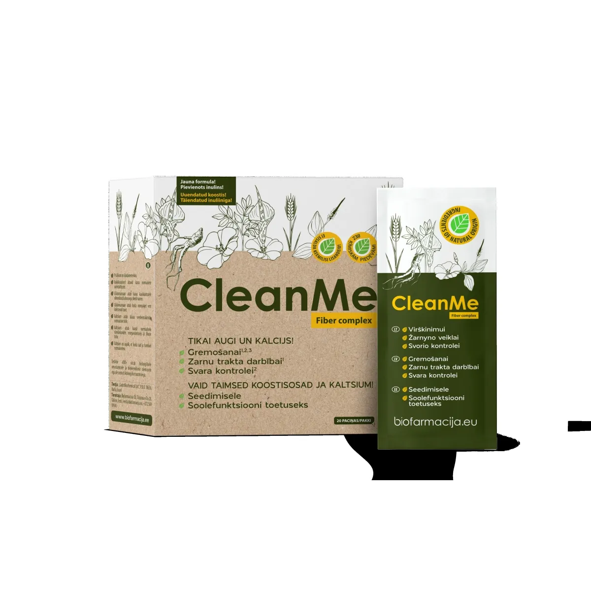 CLEAN ME ar inulīnu pulveris paciņās, 20 gab - Produkta attēls