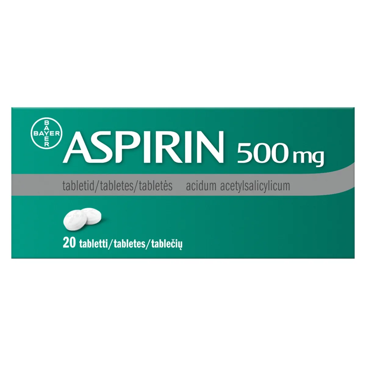 ASPIRIN 500 mg tabletes, 20 gab. - Produkta attēls