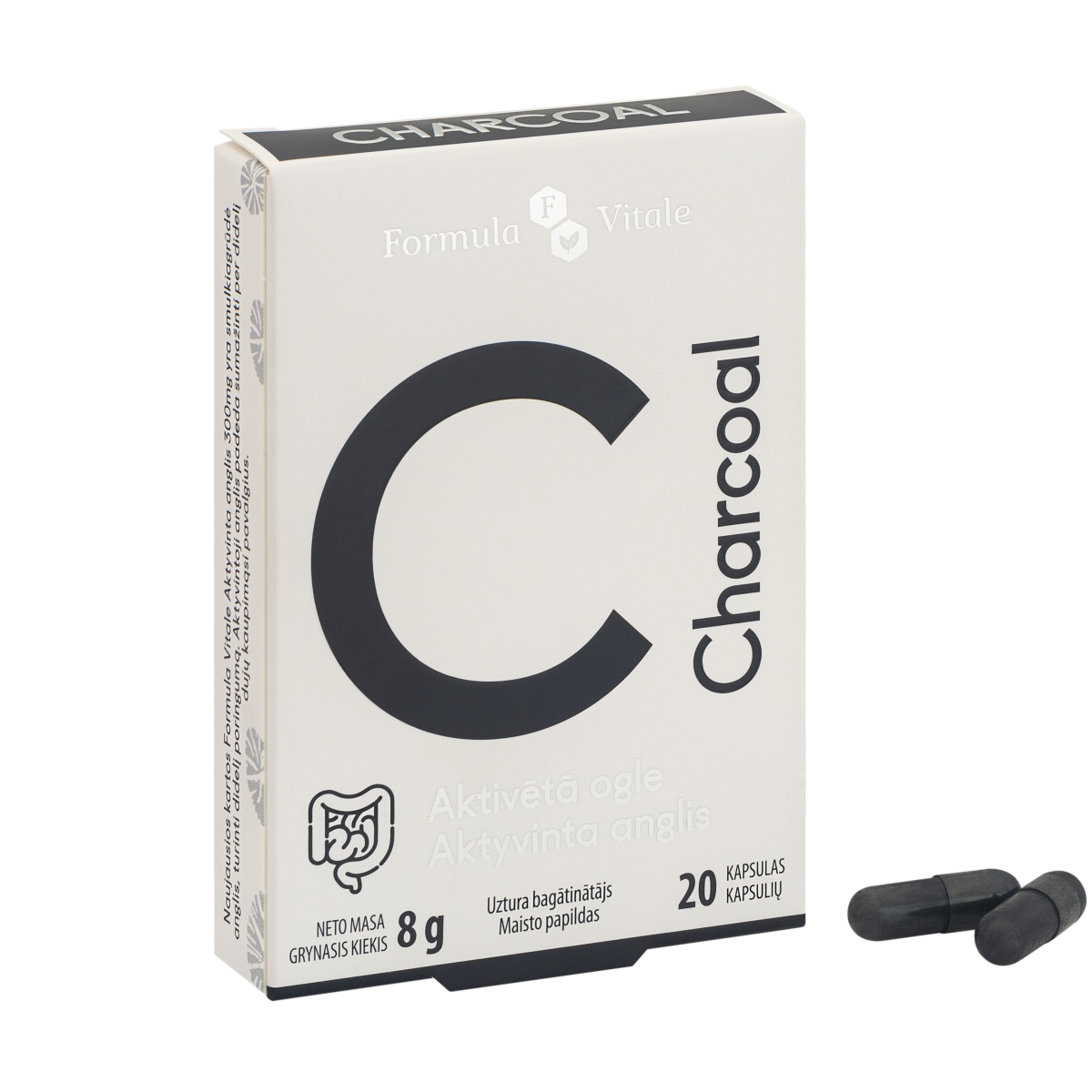 FORMULA VITALE Aktivētā Ogle 300mg kapsulas, 20 gab. - Produkta attēls