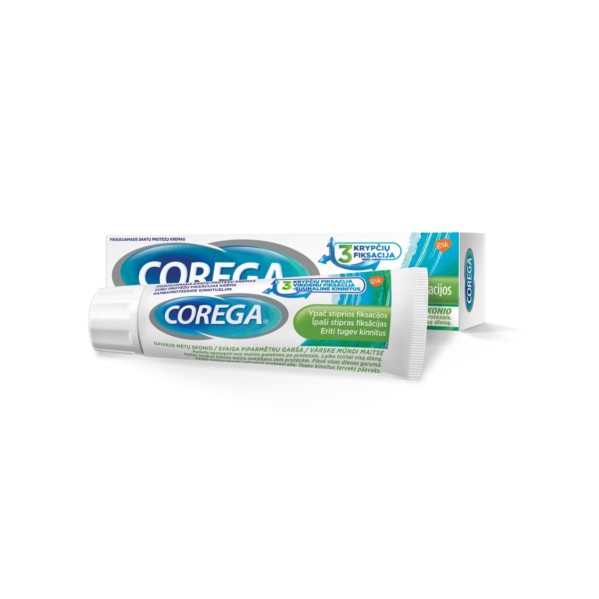 COREGA® Extra Fresh fikāscijas krēms bez cinka, 40 g - Produkta attēls