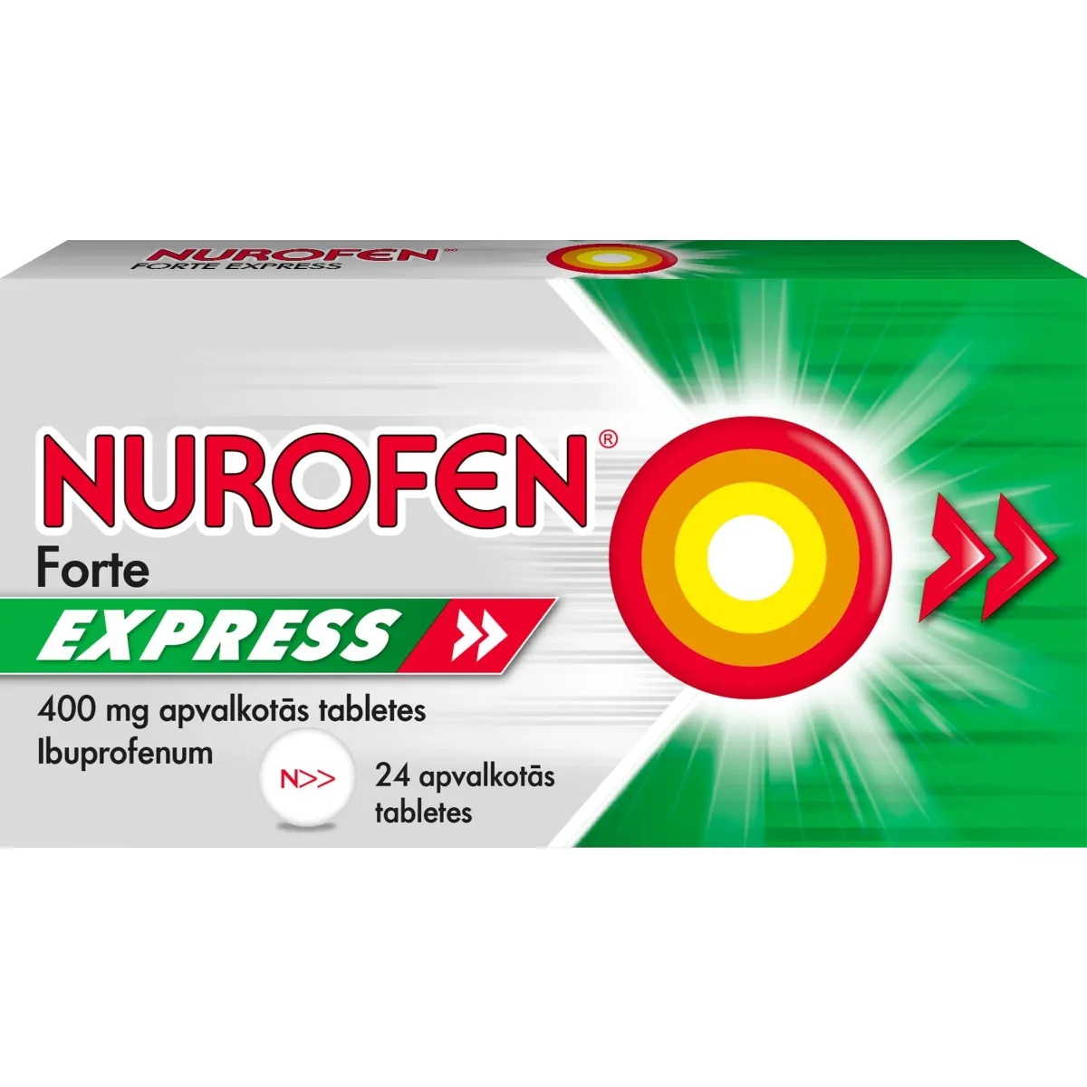 NUROFEN Forte Express 400 mg apvalkotās tabletes, 24 gab. - Produkta attēls