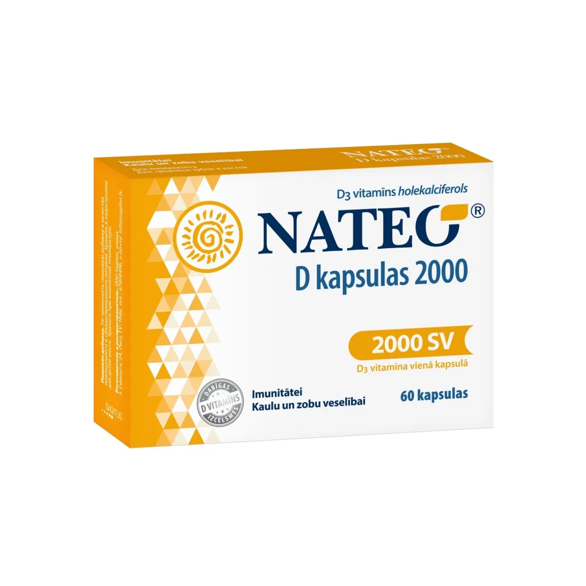 NATEO D 2000 kapsulas, 60 gab. - Produkta attēls 1