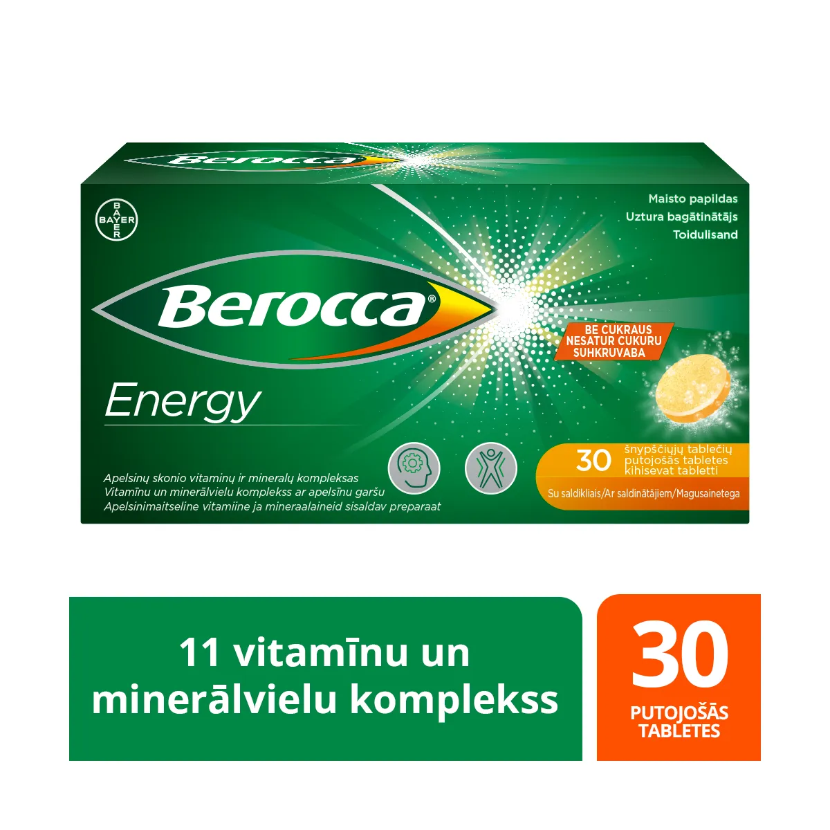 BEROCCA Energy putojošās tabletes, 30gab - Produkta attēls 1