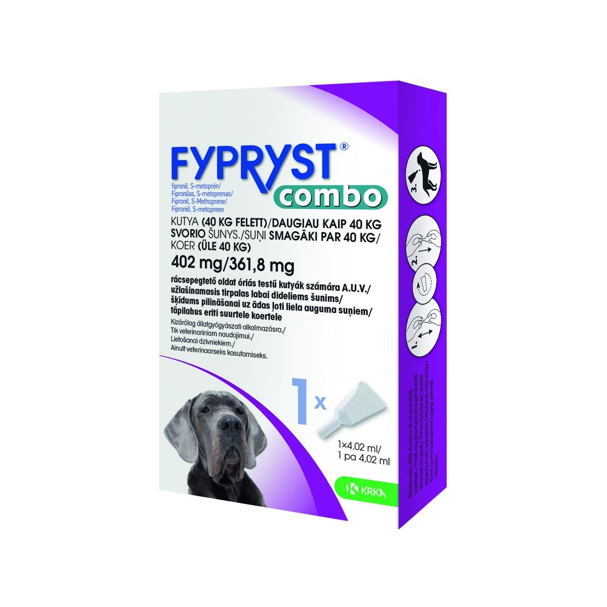 FYPRYST COMBO 402MG/361.8MG ŠĶĪD SUŅIEM (40-60KG) N1 - Produkta attēls